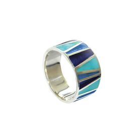 Ring Emaille blau,  18 mm