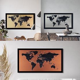 Weltkartenbilder auf Metall